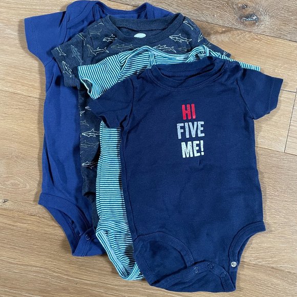 Set of 4 boy's baby bodysuits, blue - Picture 1 of 8